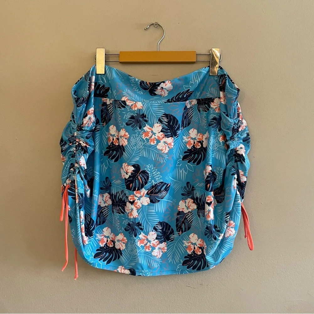 4/$20➡️  ACX Blue & Orange Hawaiian Floral Swim Skort – Plus Size 3X - Picture 2 of 14
